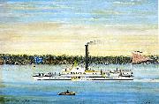 James Bard Trojan, Hudson River steamboat USA oil painting artist